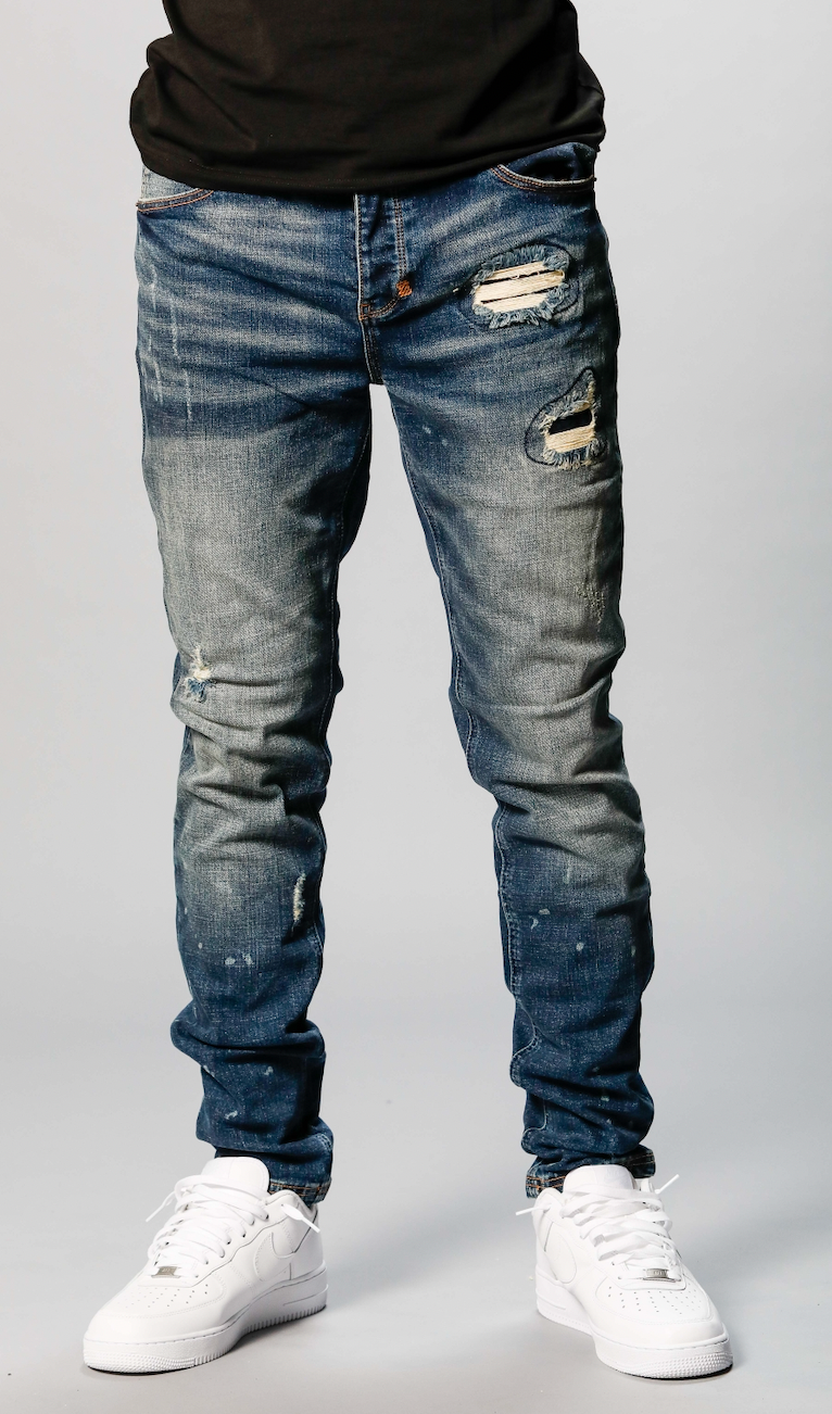 South Beach Jean - Light Indigo Distressed Washed Denim South Beach Jean - Light Indigo Distressed Washed Denim
