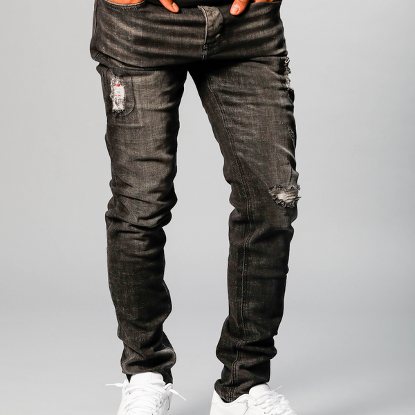 Santorini Jean - Black Distressed Washed Denim | Shabazz